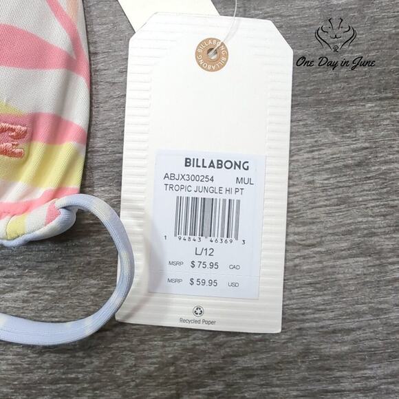 Billabong Tropic Jungle High Point Triangle Bikini Top Size L - Picture 5 of 6